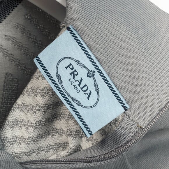 Prada Resort 2018 Runway Grey Embossed Techno Mock-Neck Long-Sleeve - Picture 9 of 14